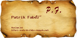 Patrik Fabó névjegykártya